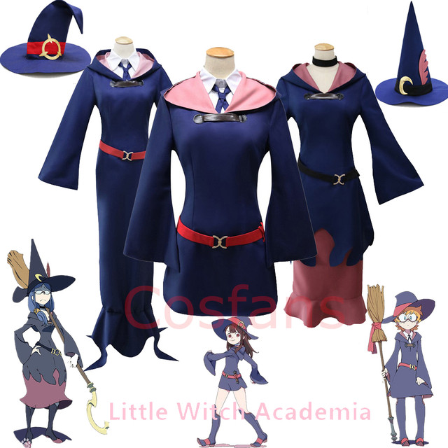 Vestido manbaran para cosplay de bruxa, uniforme escolar da pequena bruxa  do anime com peruca - AliExpress